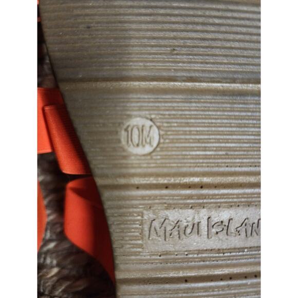 MAUI ISLAND Women's Laguna Neon Orange Tan Strappy Stretch Slide Sandal Size 10 - Picture 5 of 5
